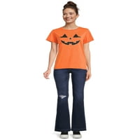 Kadın Cadılar Bayramı Jack-O-Lantern grafikli tişört, Sonbahar Kısa Kollu T Gömlek Yol kutlamak, Boyutları S-3XL
