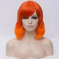 Benzersiz pazarlık insan saçı peruk Bayan için 14 turuncu kıvırcık peruk doğal tam orta dalgalı