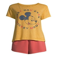 Disney Kadın ve Kadın Plus Mickey 3'lü Pijama Takımı