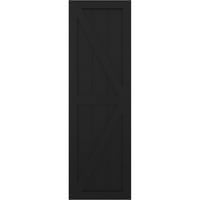 Ekena Millwork 12 W 51 H Gerçek Uyum PVC İki Eşit Panel Çiftlik Evi Sabit Montajlı Panjurlar w Z-Bar, Siyah