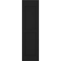Ekena Millwork 15 W 45 H Americraft İki Eşit Düz Panel Dış Gerçek Ahşap Kepenkler, Siyah