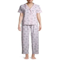 Disney Marie Kadın Çentik Yaka Uzun Kollu Pijama Takımı
