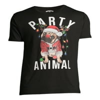 Parti Pug Tatil erkek ve Büyük erkek grafik tişört
