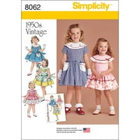 Sadelik Küçük Çocukların ve Çocukların Boyutu 0,5 - Her Biri 1950'lerin Vintage Elbise Modeli