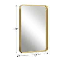 Neutype 42 x32 Alüminyum Alaşımlı Duvara Monte Yuvarlak Köşe Dikdörtgen Ayna, Altın