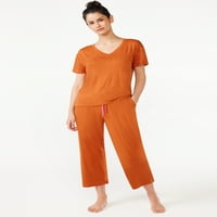Joyspun Kadın Kırpılmış Örgü Uyku Pantolonu, S'den 3x'e kadar Bedenler