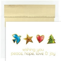 Kağıt Yılbaşı Kartı Setleri, 5 8, Barış, Umut, Sevgi ve Sevinç, 16 Paket