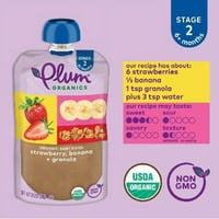 Plum Organics Stage Organik Bebek Maması Poşeti: Çilek, Muz, Granola - 3. oz