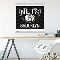 Brooklyn Nets - Ahşap Manyetik Çerçeveli Logolu Duvar Posteri, 22.375 34