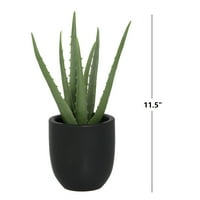 Dayanakları Yüksekliği 11.5 Uzun Boylu Yapay Bitki Yeşil Renk, Saksı Aloe Siyah seramik saksı