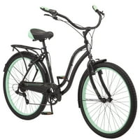 Schwinn Fairhaven Kruvazör Bisikleti, tekerlekler, hızlar, kadın çerçevesi, Siyah Yeşil