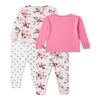 Tatlı Pasta Hayalperestler Bebek Kız ve Yürümeye Başlayan Kız Uzun Kollu Rahat Fit Pamuklu Pijama Seti, 4 Parça