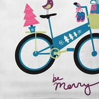 Sadece Papatya Teal Renkli Merry Bird Bisiklet Noel Yumuşak Bükülmüş Polyester Kapalı Açık Atmak Yastık, 20 20