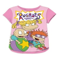 Rugrats Girls Jumbo Allover Baskılı Grafik Tişörtler, 2'li Paket, 4-16 Beden