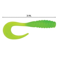 Ribbontail Grub Yumuşak Plastik Kireç Chartreuse 3
