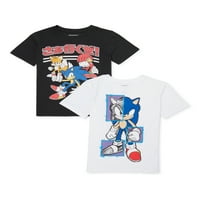 Sonic the Hedgehog Kısa Kollu Grafikli Tişört, 2'li Paket, 4-18 Beden