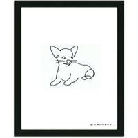 Kişisel Baskılar Chihuahua Köpek Çizgi Çizimi Çerçeveli Sanat