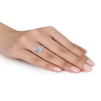 1 Karat T.G.W. kalp Kesim Düzenlendi Beyaz Mozanit Gümüş Vintage Nişan Yüzüğü