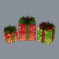 Işıklı Noel Hediye Paketleri Seti Dış Mekan Süslemeleri