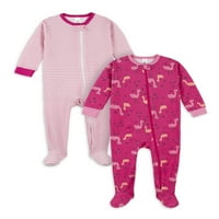 Gerber Bebek ve Yürümeye Başlayan Kız Rahat Fit Ayaklı Pamuklu Pijama, 2'li Paket, Boyutları Months-5T