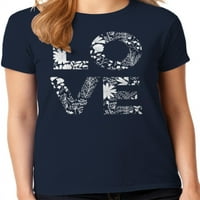 Grafik Amerika Çiçek Baskı Aşk kadın Grafik T-Shirt