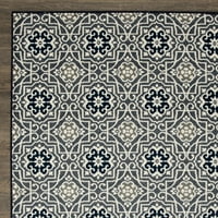 Loomaknoti Teras Tropic Kidore 4' 6' Geometrik Kapalı Açık Alan Kilim Mavi Beyaz