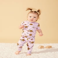 Küçük Yıldız Organik Bebek ve Yürümeye Başlayan Kızlar Kısa Kollu Rahat Fit Pijama, Boyut Months-5T