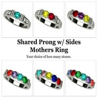 Nana Shared Prong W Side Stone Anneler Günü Yüzüğü 1- Taş 10 ayar Beyaz Altın Kadın-Beden 5. - Taş 3