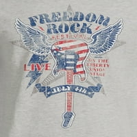 Dördüncü Temmuz erkek ve Büyük erkek Klasik Kas Biker ve İzin Özgürlük Kaya Grafik T-Shirt, 2-Pack
