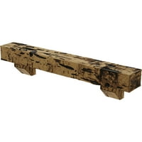 Ekena Millwork 8 H 8 D 72 W Pecky Cypress Fau Ashford Kornişli Ahşap Şömine Mantel Seti, Doğal Altın Meşe
