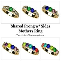 Nana Shared Prong W Side Stone Anneler Günü Yüzüğü 1 Taşlı 10 ayar Sarı Altın Kadın-Beden 6. -Taş 3