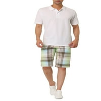 Benzersiz pazarlık erkek şort yaz ekose Slim Fit ekose desenli kısa pantolon