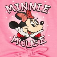Minnie Mouse Yürümeye Başlayan Kızlar Kısa Kollu Kravat Ön T-shirt ve Şort Kıyafet Seti, 2 Parça