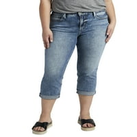Gümüş Jeans A.Ş. Kadın Artı Boyutu Suki Orta Rise Capri Bel boyutları 12-24