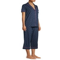 Gizli hazineler kadın ve kadın artı geleneksel kısa kollu çentik yaka 2 parçalı pijama takımı