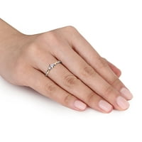 Miabella kadın Pırlanta Aksan Bükülmüş Nişan Yüzüğü 10kt 2 Tonlu Beyaz ve Sarı Altın