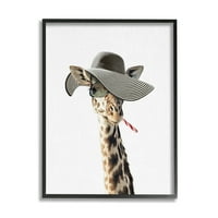 Stupell Industries Moda Zürafa Çizgili güneş şapkası Güneş Gözlüğü Portre Çerçeveli Duvar Sanatı, 30, Tasarım Tai