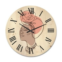 Designart 'Afro Amerikalı Kadının Bir Satır Portresi IV' Modern Ahşap Duvar Saati