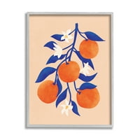 Aptal Portakal Ağacı Narenciye Çiçekleri Yiyecek ve İçecek Boyama Gri Çerçeveli Sanat Baskı Duvar Sanatı