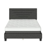 Boyd Sleep Cordoba Döşemeli Keten Platform Yatak, Kraliçe, Siyah