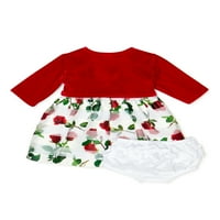 Wonder Nation Kız Bebek Yılbaşı Tatil Elbisesi ve Hırka, 2 Parça Set