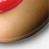 Designart 'Seksi Kadın Dudaklar Güzel Makyaj Yakın Çekim Öpücük' Modern Daire Metal Duvar Sanatı-11 Disk