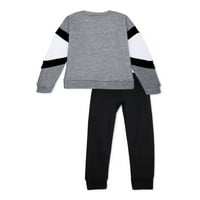 Arka Erkek Mürettebat Boyun Sweatshirt ve Polar Joggers 2 Parçalı Aktif Set, 4-20 Beden